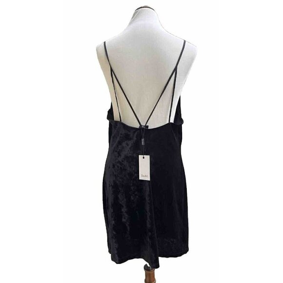 Bardot Womens Black Velour Velvet Slip Strappy Mini Dress Size L / 10 US - Picture 15 of 16